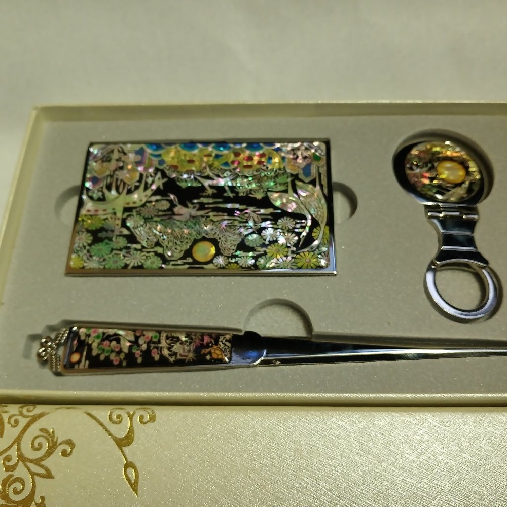 Letter Opener, Business Card Holder & Key Chain set